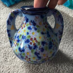 Floral Blue Ceramic Vase